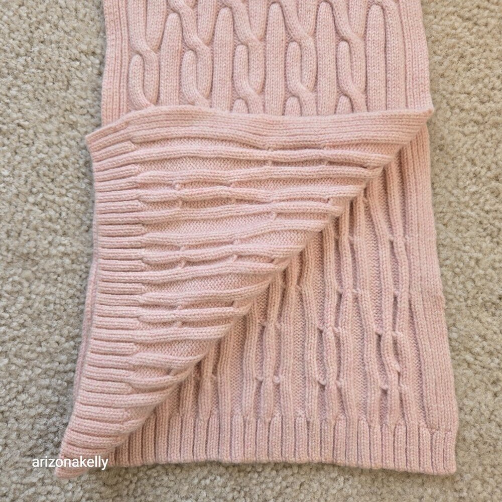 Pink Cable Knit Scarf Preppy - Picture 4 of 8
